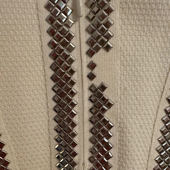 Herve Leger White and Silver Long Sleeve Dress - Picture 6 of 9